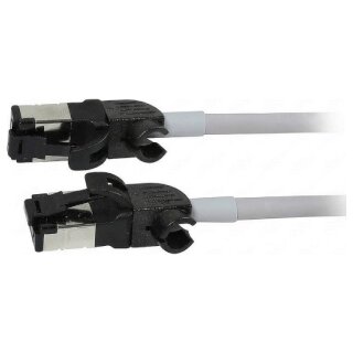 Synergy21 Patchkabel RJ45, CAT6A 500Mhz, 1,0m, grau, S/FTP, slimline rund d=4,5mm, TPE/LSZH(Superflex), AWG28, mit CAT7 Rohk., drehbarer Stecker,