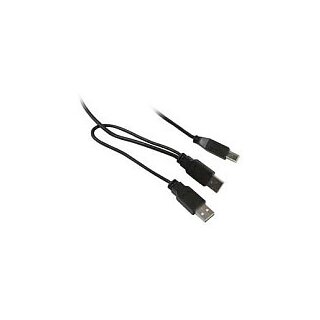 Synergy21 Kabel USB, A(St)2x => B(St), 1,0m, USB2.0, schwarz,
