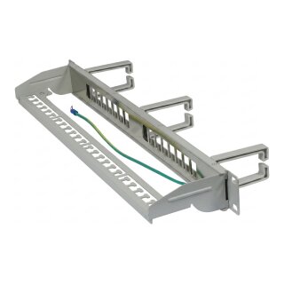 Synergy21 Keystone, Modulträger, 19Patchpanel für 16xTP-Modul, 1HE(t 92mm), Lichtgrau, mit Kabelbügel