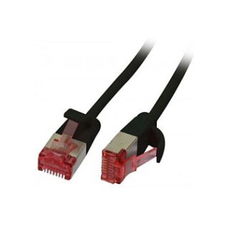 Synergy21 Patchkabel RJ45, CAT6 250Mhz, 0,25m schwarz, U/FTP, slimline rund d=3,6mm,