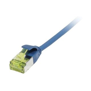 Synergy21 Patchkabel RJ45, CAT6A 500Mhz, 10m, blau, U/FTP, slimline rund d=3,8mm, TPE/LSZH(Superflex), AWG32, mit CAT7 Rohkabel,