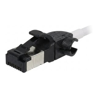 Synergy21 Patchkabel RJ45, CAT6A 500Mhz, 7,5m, weiss, S/FTP, slimline rund d=4,5mm, TPE/LSZH(Superflex), AWG28, mit CAT7 Rohk., drehbarer Stecker,