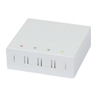 Synergy21 LWL-FTTH Wandgehäuse, für 4 Kupplungen SC-S oder LC-D 80x80 mit Kabelführung, DIN-Rail/Wand, Crimp,