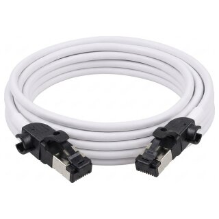 Synergy21 Patchkabel RJ45, CAT6A 500Mhz, 2m, weiss, S/FTP, slimline rund d=4,5mm, TPE/LSZH(Superflex), AWG28, mit CAT7 Rohk., drehbarer Stecker,