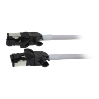 Synergy21 Patchkabel RJ45, CAT6A 500Mhz, 3m, grau, S/FTP, slimline rund d=4,5mm, TPE/LSZH(Superflex), AWG28, mit CAT7 Rohk., drehbarer Stecker,