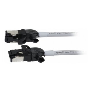 Synergy21 Patchkabel RJ45, CAT6A 500Mhz, 5m, grau, S/FTP, slimline rund d=4,5mm, TPE/LSZH(Superflex), AWG28, mit CAT7 Rohk., drehbarer Stecker,