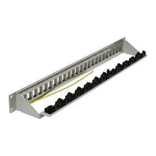 Synergy21 Keystone, Modulträger, 19Patchpanel für 24xTP-Modul, 1HE(t 94mm), Lichtgrau, V4 mit Kabelklemme