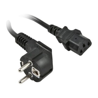 Synergy21 Netzkabel 230V Schutzkontakt CEE7(Stecker)->Kaltgeräte IEC-C13(Buchse), 2m, Black
