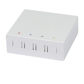 Synergy21 LWL-FTTH Wandgehäuse, für 4 Kupplungen SC-S oder LC-D 80x80 mit Kabelführung, DIN-Rail/Wand, Schrumpf,
