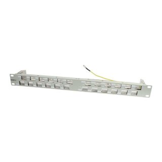 Synergy21 Keystone, Modulträger, 19Patchpanel für 24xTP-Modul, 1HE(t 96mm) 45Grad Schrägauslass, Lichtgrau