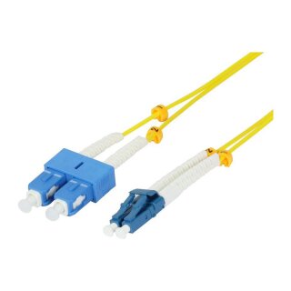 Synergy21 LWL-2-Faser-Patchk. 1,5mtr.LC-SC, 9/125um, OS2, AD=2mm, flexible Knickschutztülle, G657.A2,