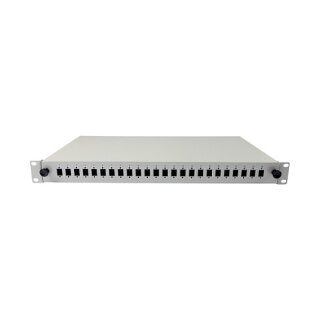 Synergy21 LWL-Patchpanel für 24xLC/LSH(E2000)-Duplex-Buchsen, 19/1HE, ohne Kupplungen, Lichtgrau
