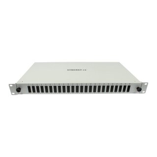 Synergy21 LWL-Patchpanel für 24xSC-Duplex/LC-Quad-Buchsen, 19/1HE, ohne SC/LC-Kupplungen, Lichtgrau