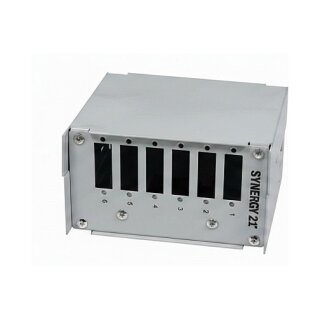Synergy21 LWL-Patchpanel für Hutschiene(DIN), 6xSC-Duplex/LC-Quad-Buchsen, ohne Kupplungen, Lichtgrau