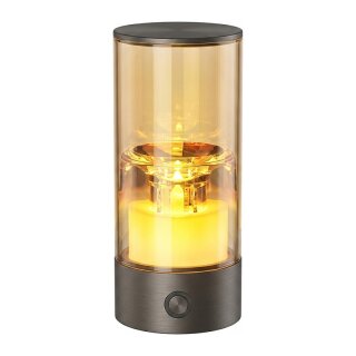 Synergy 21 LED Teelicht Akku, outdoor IPX5, Touch Switch dimmbar, stahlgrau
