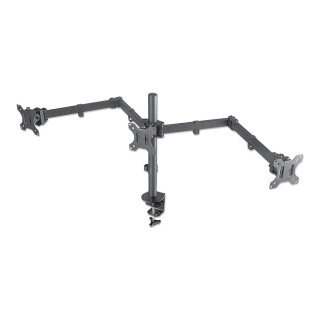 MANHATTAN LCD Monitorhalterung fuer 3 Displays zweichfach schwenkbar Tischhalterung mit 2 Monitorarmen bis 68,58cm 27Zoll schwarz