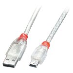LINDY USB 2.0 Kabel Typ A/Mini-B transparent M/M 3m