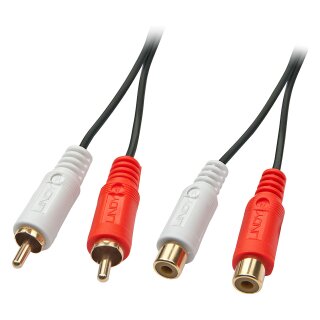 LINDY Audiokabel Stereo 2m 2xRCA (Cinch) m/f vergoldet