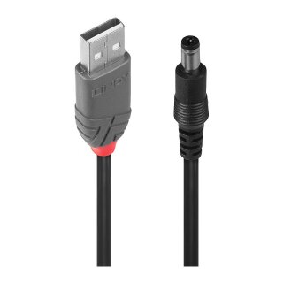 LINDY USB Typ A - DC 5.5/2.1mm Adapterkabel Hohlstecker 1.5m
