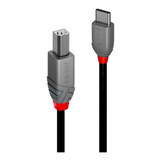 LINDY 3m USB 2.0 Typ C an B Kabel, Anthra Line