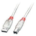 LINDY USB 2.0 Kabel Typ A/B transparent M/M 0.2m