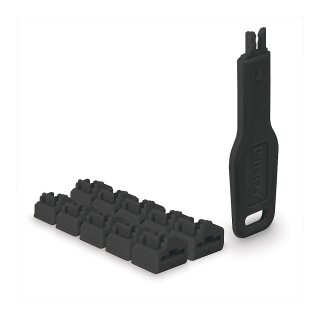 LINDY RJ45 Port Schlösser SCHWARZ, 10 Stck + 1 Schlüssel