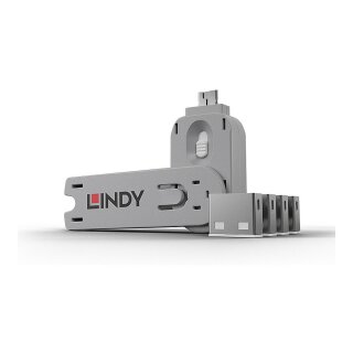 LINDY USB Typ A Portschlösser 4xWeiss mit Schlüssel