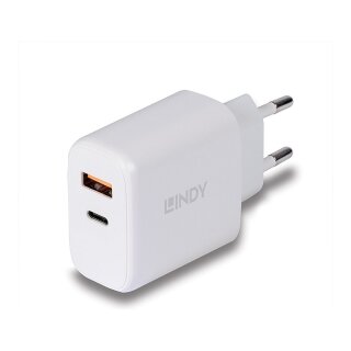 LINDY USB Ladegerät Typ A & C Charger 30W, weiß