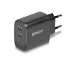 LINDY USB-C Ladegerät 2-Port GaN Charger 65W, schwarz