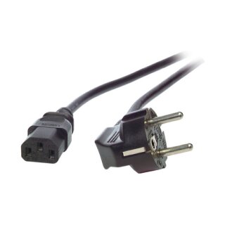 EFB Netzleitung Netzkabel Schutzkontakt 90Grad auf C13 180Grad 1 Meter Schwarz 3x0.75mm