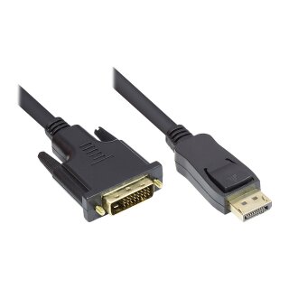 Connections Anschlusskabel DisplayPort an DVI-D 24+1 Stecker, Full HD, vergoldete Kontakte, CU, schwarz, 1m
