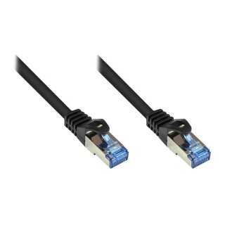 Connections Patchkabel mit Rastnasenschutz, Cat. 6A, S/FTP, PIMF, halogenfrei, 500MHz, schwarz, 1,5m