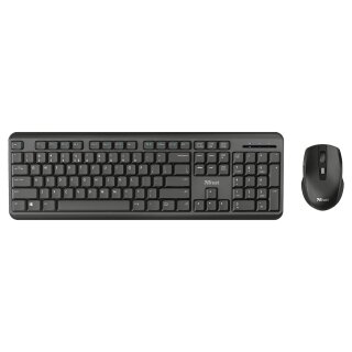 TRUST TKM-350 Tastatur und Maus Set, kabellos, Deutsches QWERTZ-Layout, Flüssigkeitsgeschützt