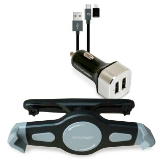 RealPower KFZ-Ladegerät Set + Kabel + Halterung Tablet