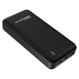 RealPower PB-20000 SE Powerbank, 20000mAh externer Akku Ladegerät mit 2 USB Ports, USB C EIN- Ausgang Inkl. USB-C Ladekabel