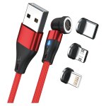 RealPower Magnetic cable 3 Amp,1m,rot mit Adaptern