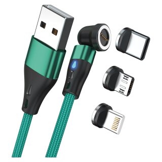 RealPower Magentic cable 3 Amp,1m,grün mit Adaptern