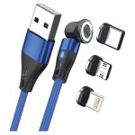 RealPower Magnetic cable 3 Amp,1m,blau mit Adaptern
