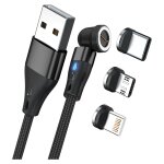 RealPower Magnetic cable 3 Amp,2m,schwarz mit Adaptern
