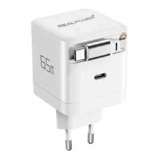 REALPOWER GaN Charger 65W weiss,65 Watt, 2x Type-C