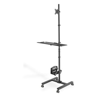 Arbeitsplatz rollbar, Sitz/Steh, 1xTFT,PC,TAS schwa.