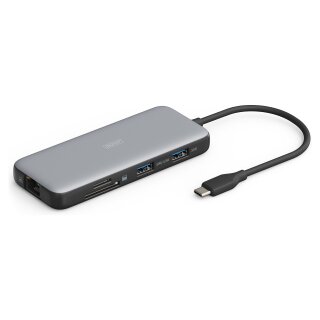 Docking USB-C->HDMI,USB3.0,RJ45,SD,MicroSD,CPD Alu s