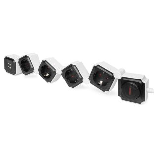 DIGITUS Steckdosenleiste 4x + 2USB, Schalter, Flexibel 1,6m