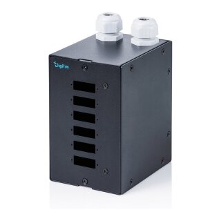 LWL Hutschienen verteiler, 6 Port, SC DX/LC Quad, Schwarz