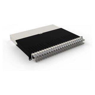 Patchbox patchbox.one Kabeleinzugssystem 8RU/STP (0,8 m) mit 24 Kassetten, Patchkabel Cat. 6a, U/FTP, PoE, Kabel grau
