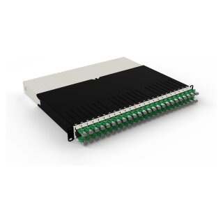 Patchbox patchbox.one Kabeleinzugssystem 8RU/STP (0,8 m) mit 24 Kassetten, Patchkabel Cat. 6a, U/FTP, PoE, Kabel grün