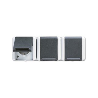 Jung Schuko-Steckdose 3-fach 8230W WG800 IP44 waagr.Mont. 5 Leit-E. 8230W (8230W)