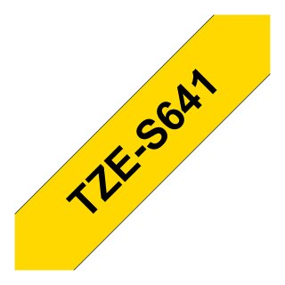 Brother TZe-S641 Schriftband, 18mm x 8m, schwarz auf gelb, stark klebend