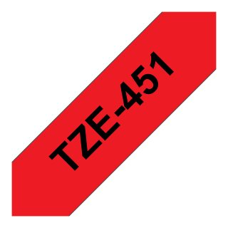 Brother TZe-451 Schriftband, 24mm x 8m , schwarz auf rot, selbstklebend