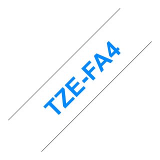 Brother TZe-FA4 Textil-Aufbügelband, blau auf weiß, 18mm x 3m